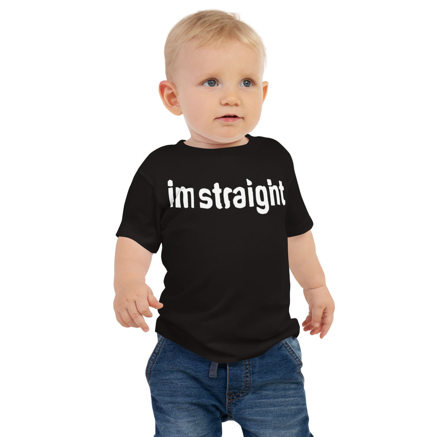 IM STRAIGHT- WHITE- Baby Jersey Short Sleeve Tee