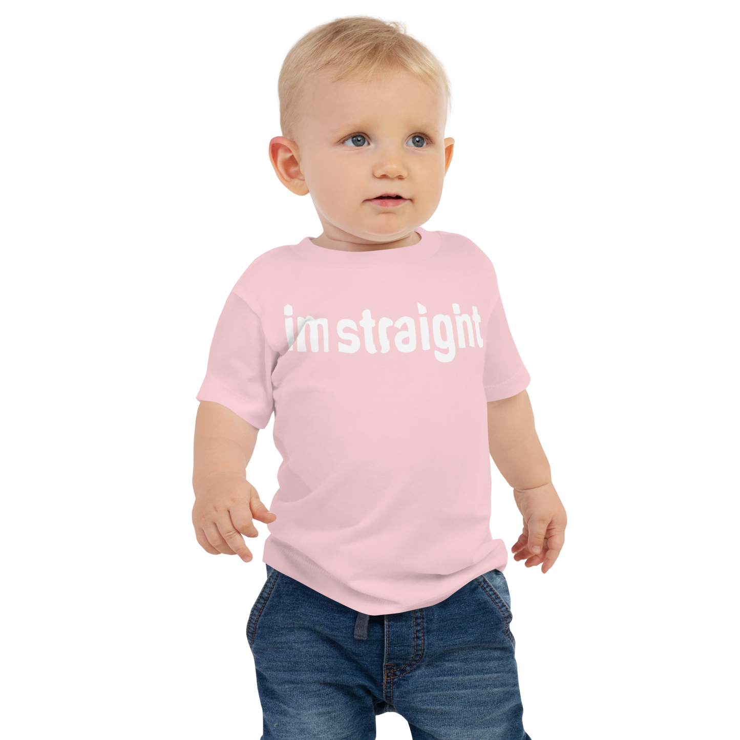 IM STRAIGHT- WHITE- Baby Jersey Short Sleeve Tee