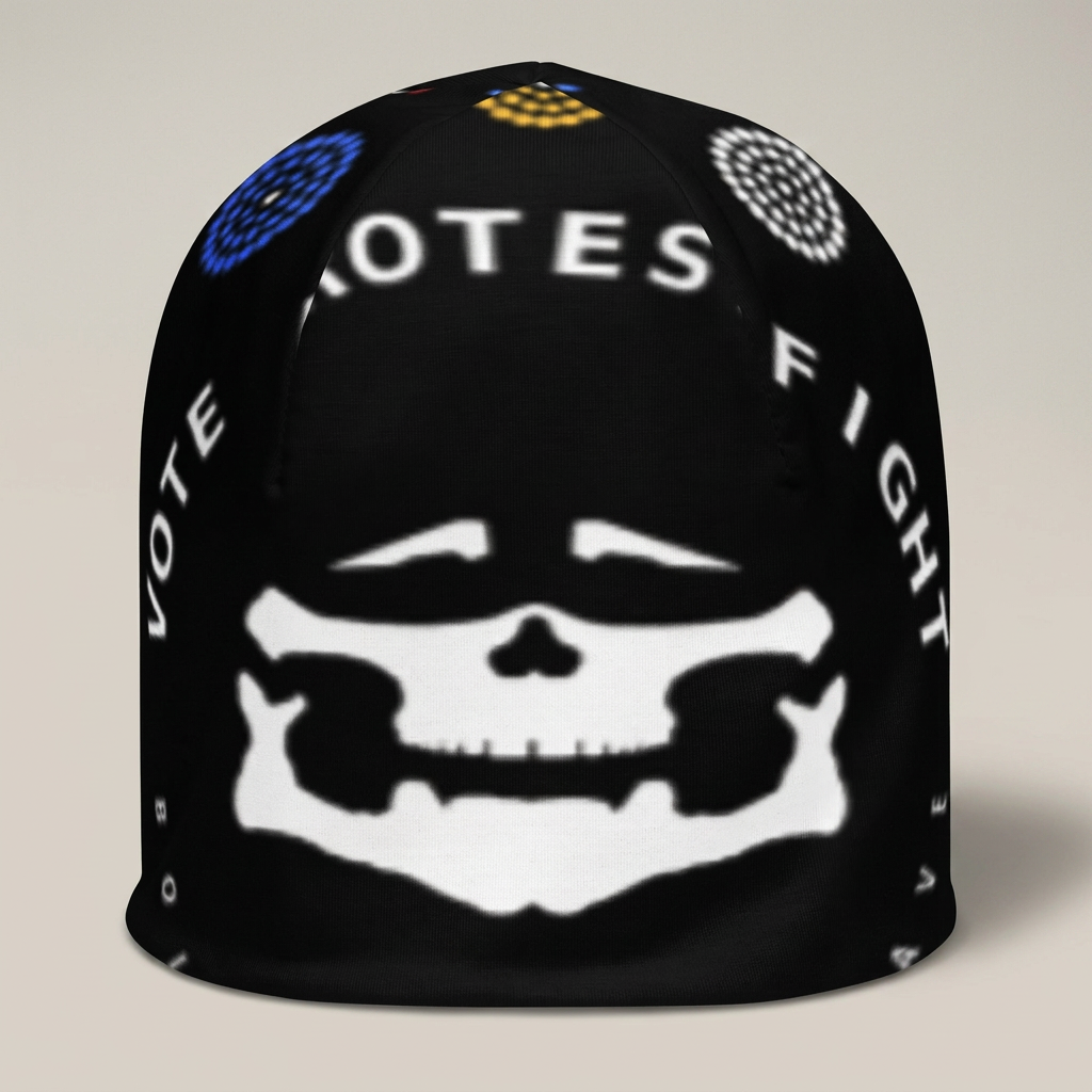 White Face Logo Black Beanie — product-only mockup