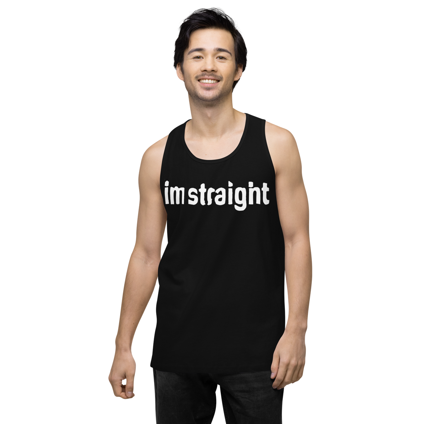 IM STRAIGHT- WHITE-Men’s premium tank top