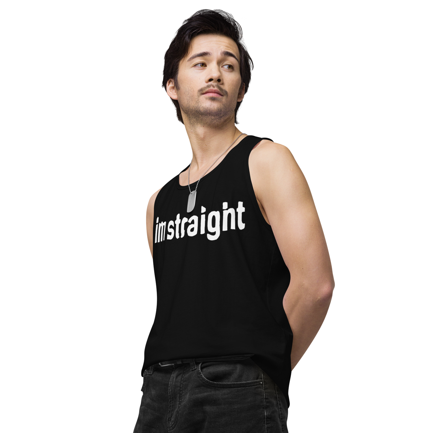 IM STRAIGHT- WHITE-Men’s premium tank top