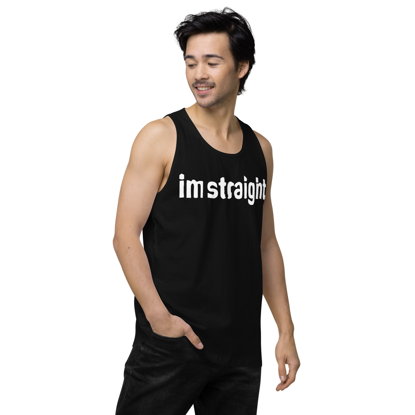 IM STRAIGHT- WHITE-Men’s premium tank top