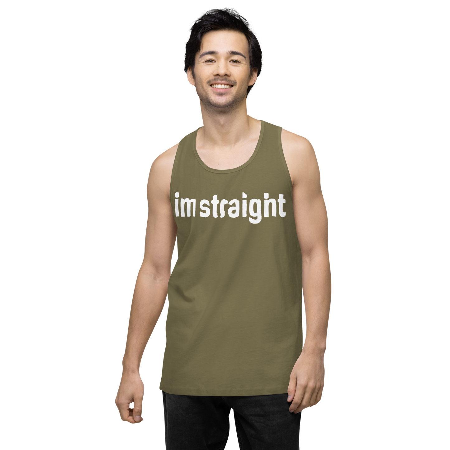 IM STRAIGHT- WHITE-Men’s premium tank top
