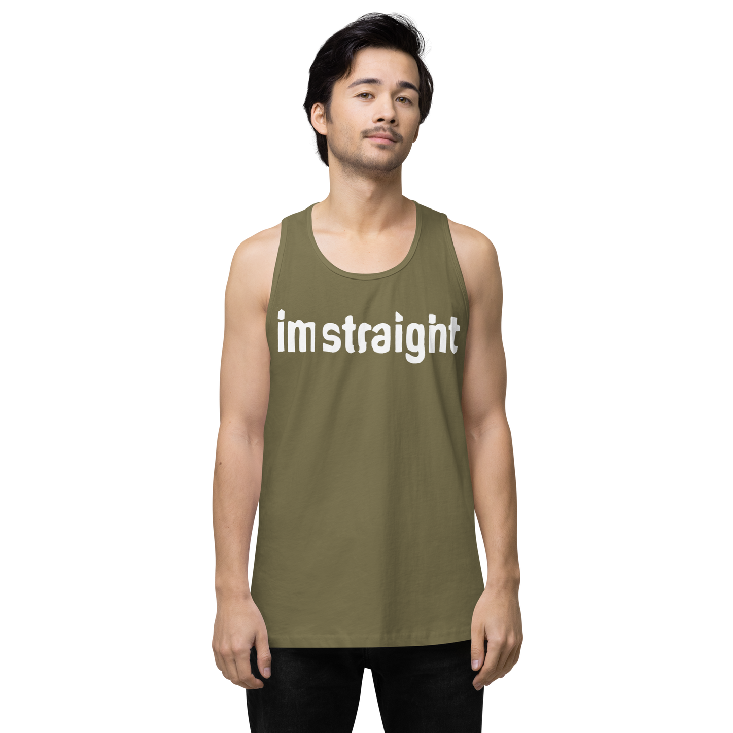 IM STRAIGHT- WHITE-Men’s premium tank top
