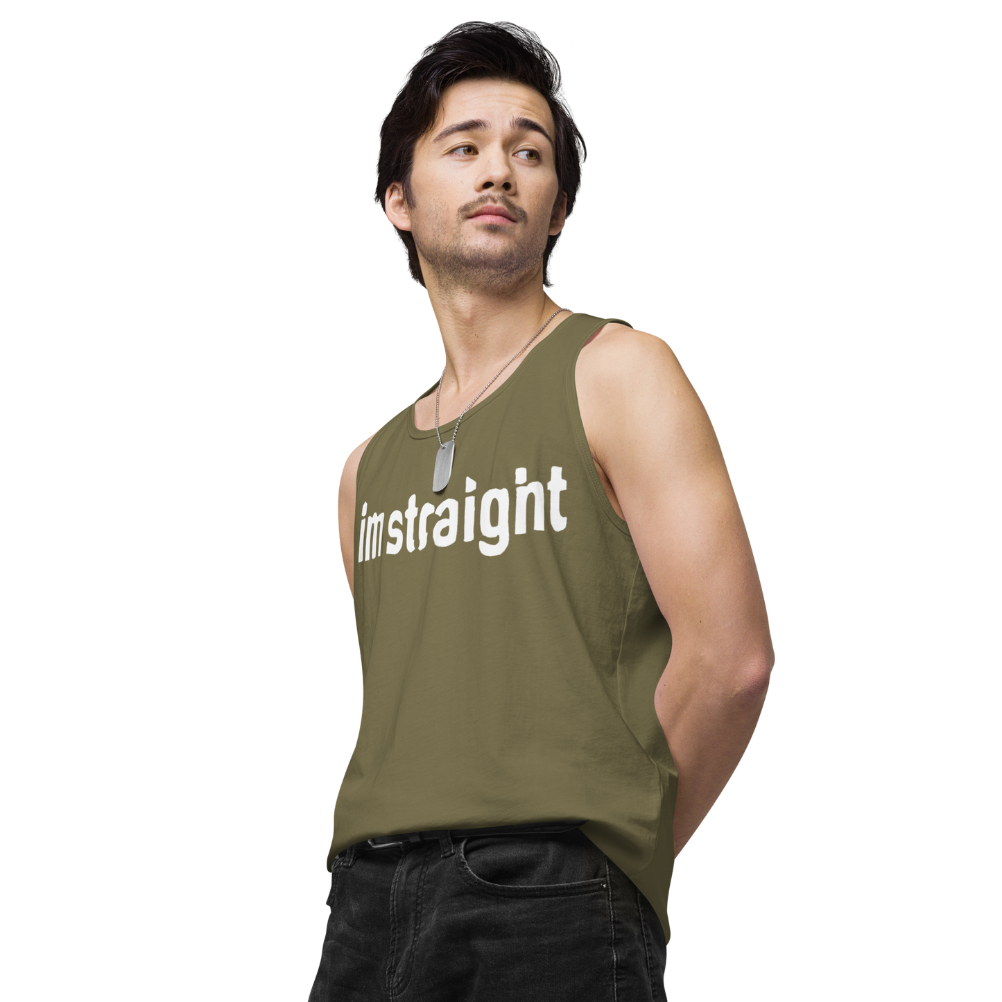 IM STRAIGHT- WHITE-Men’s premium tank top