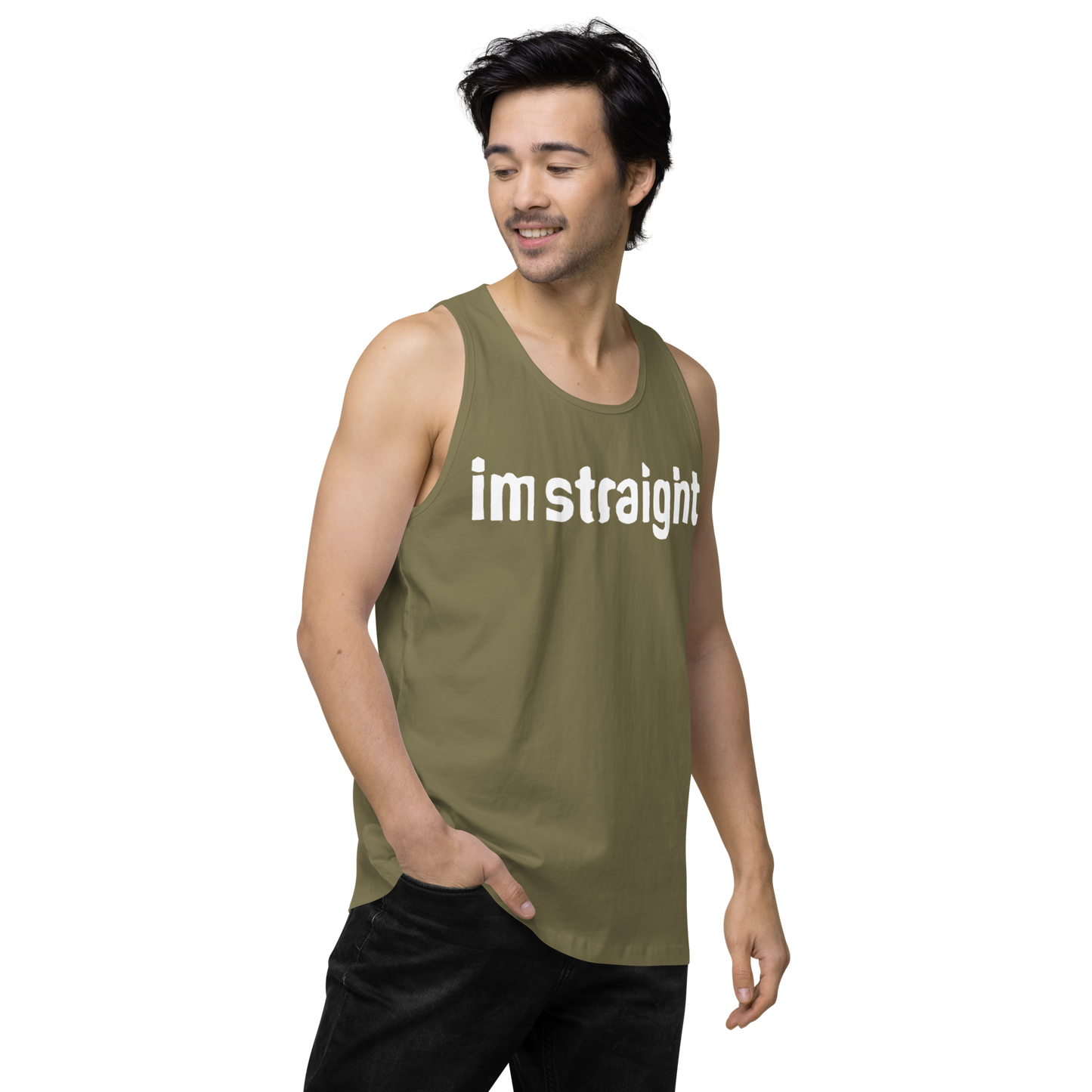 IM STRAIGHT- WHITE-Men’s premium tank top
