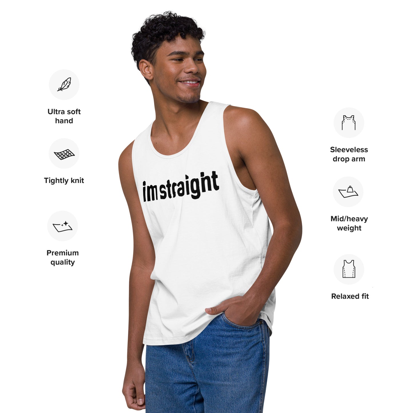 IM STRAIGHT- BLACK- Men’s premium tank top