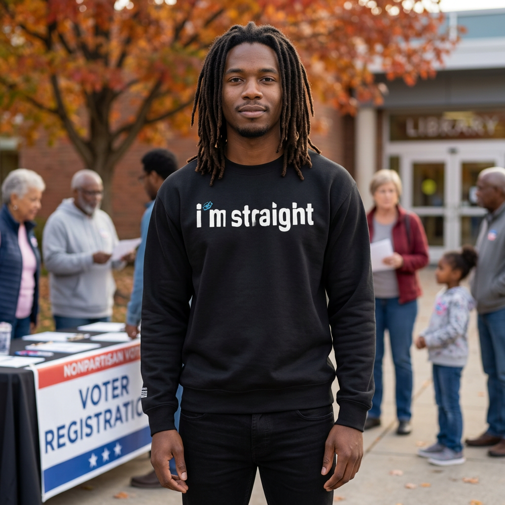 Unisex Premium Sweatshirt, White — 'I'm Straight' Political Statement