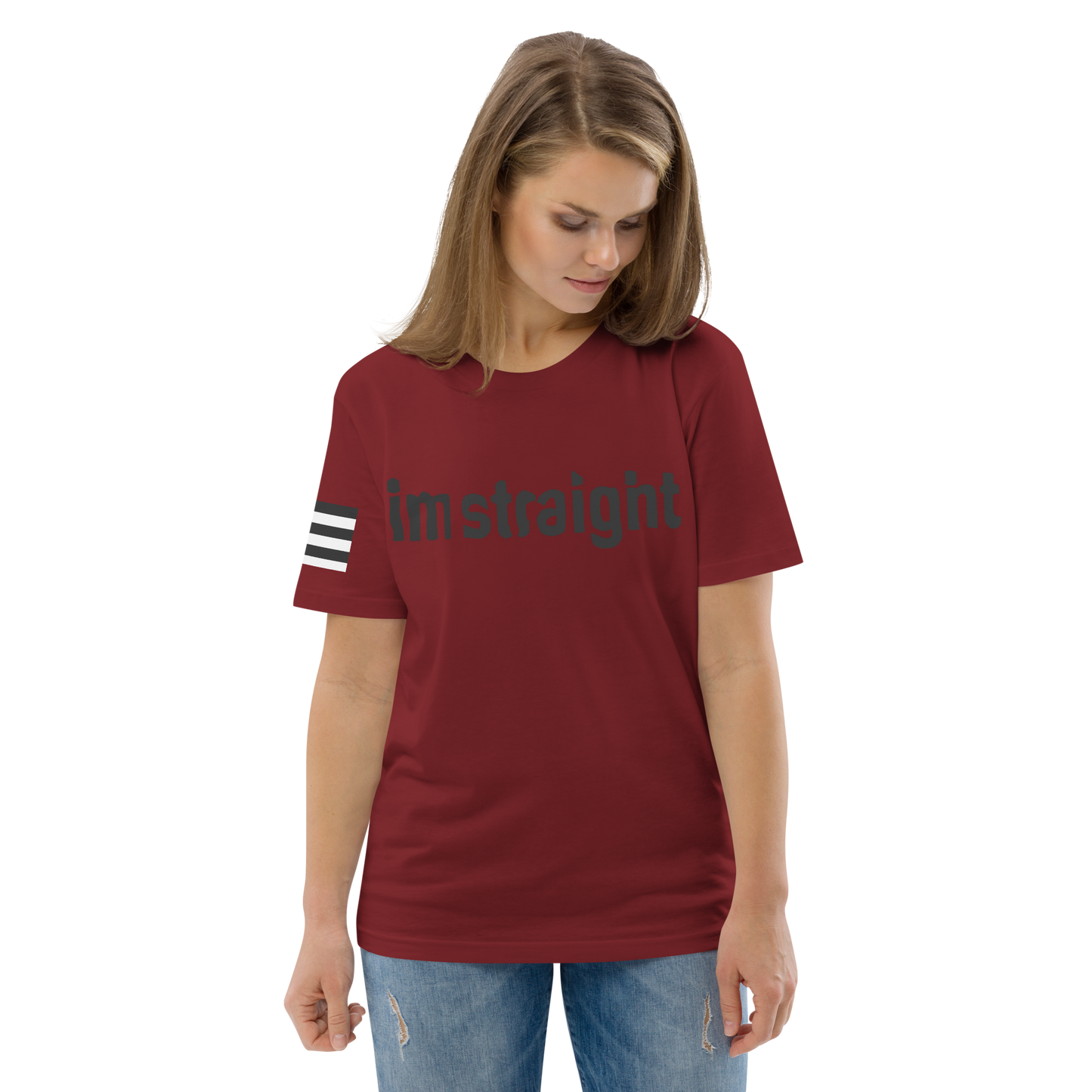 IM STRAIGHT- BLACK- POLITICAL BRAND- Unisex organic cotton t-shirt