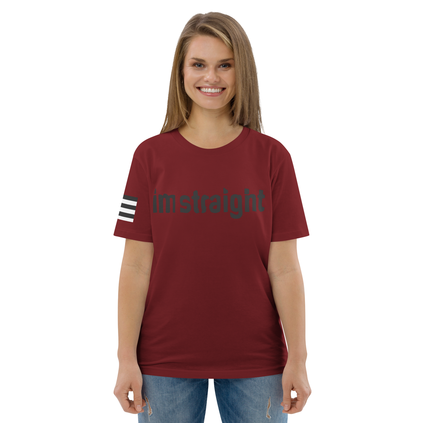 IM STRAIGHT- BLACK- POLITICAL BRAND- Unisex organic cotton t-shirt