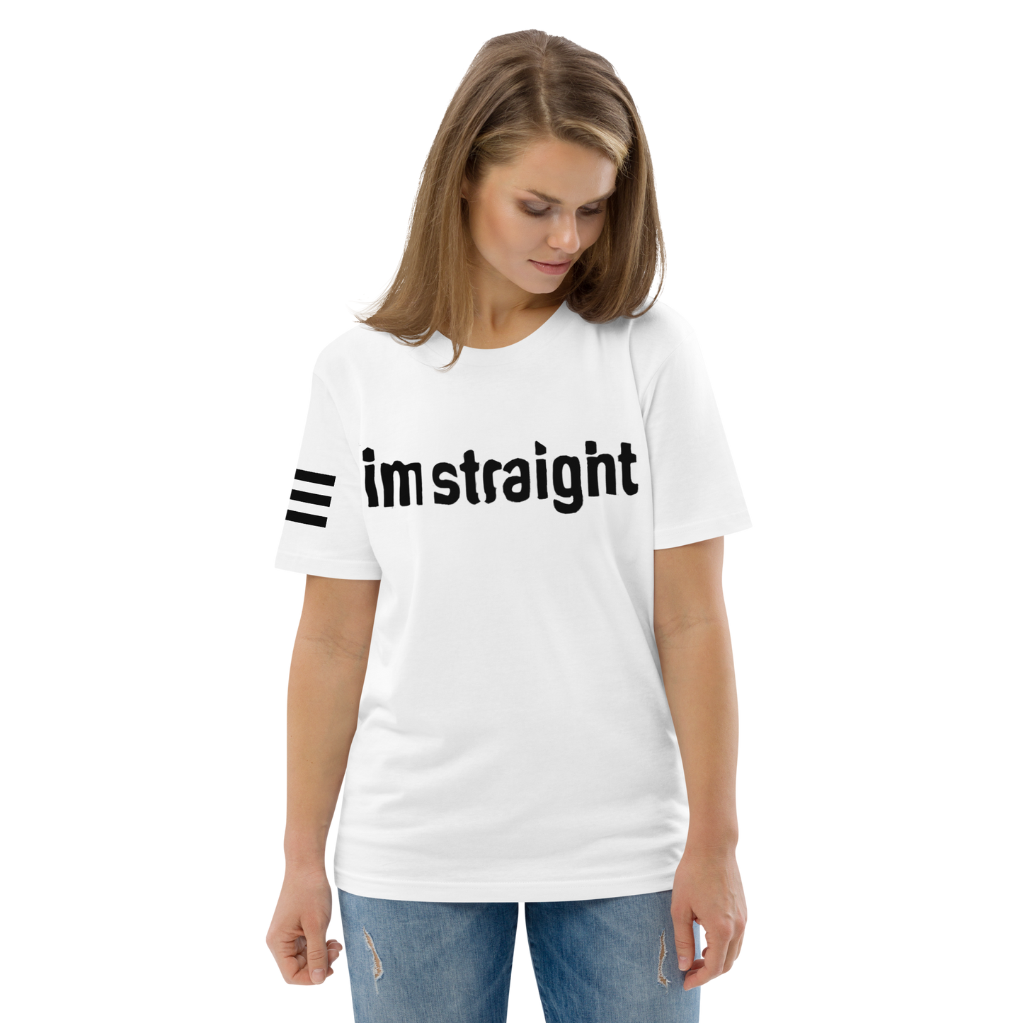 IM STRAIGHT- BLACK- POLITICAL BRAND- Unisex organic cotton t-shirt