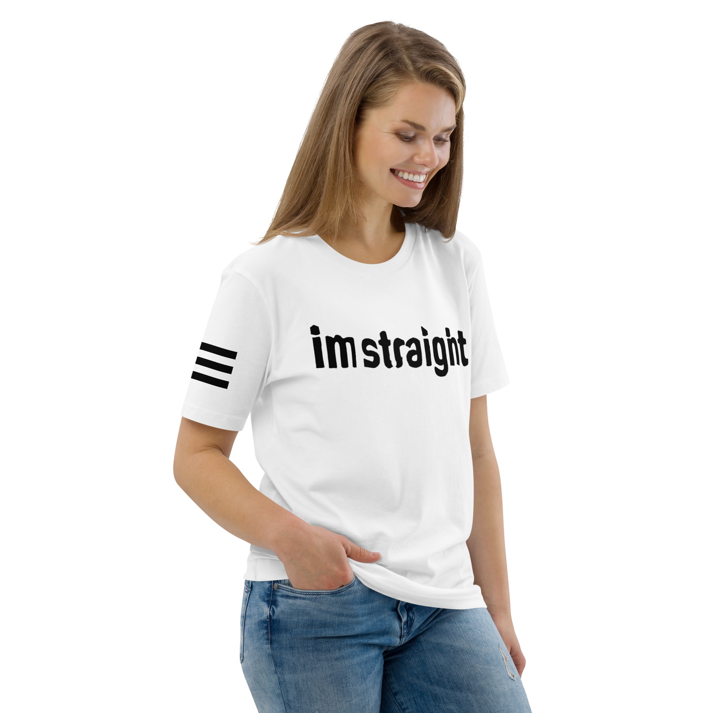 IM STRAIGHT- BLACK- POLITICAL BRAND- Unisex organic cotton t-shirt