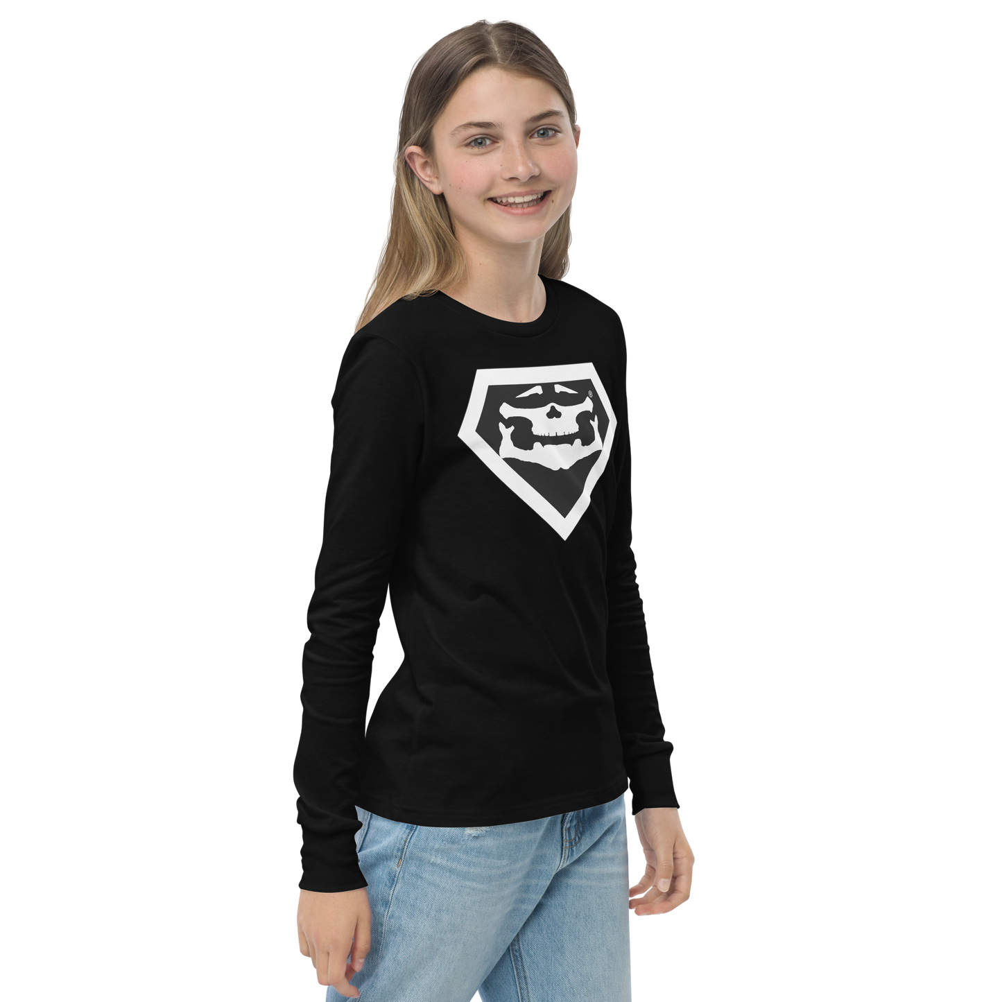 BBBAPB SUPERHERO- WHITE- Youth long sleeve tee