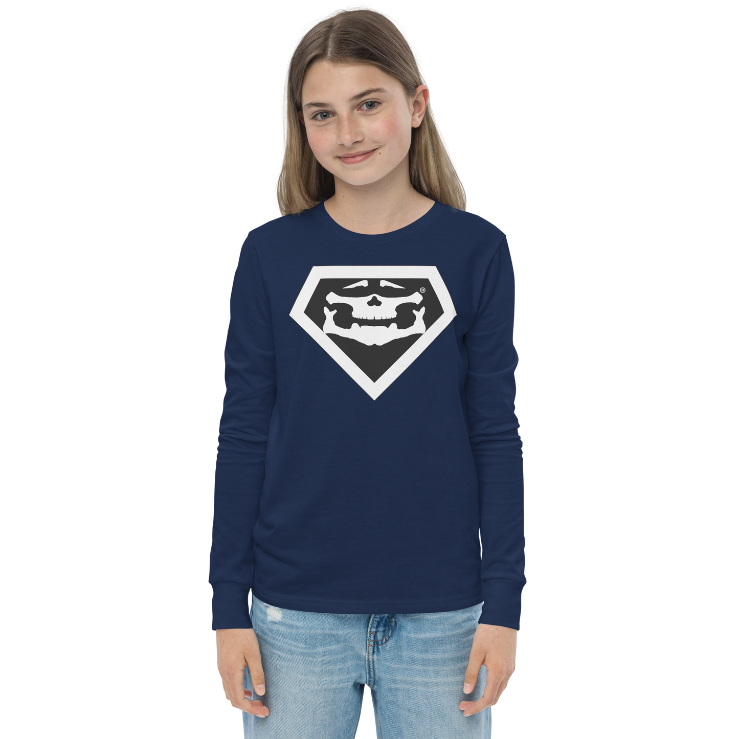BBBAPB SUPERHERO- WHITE- Youth long sleeve tee