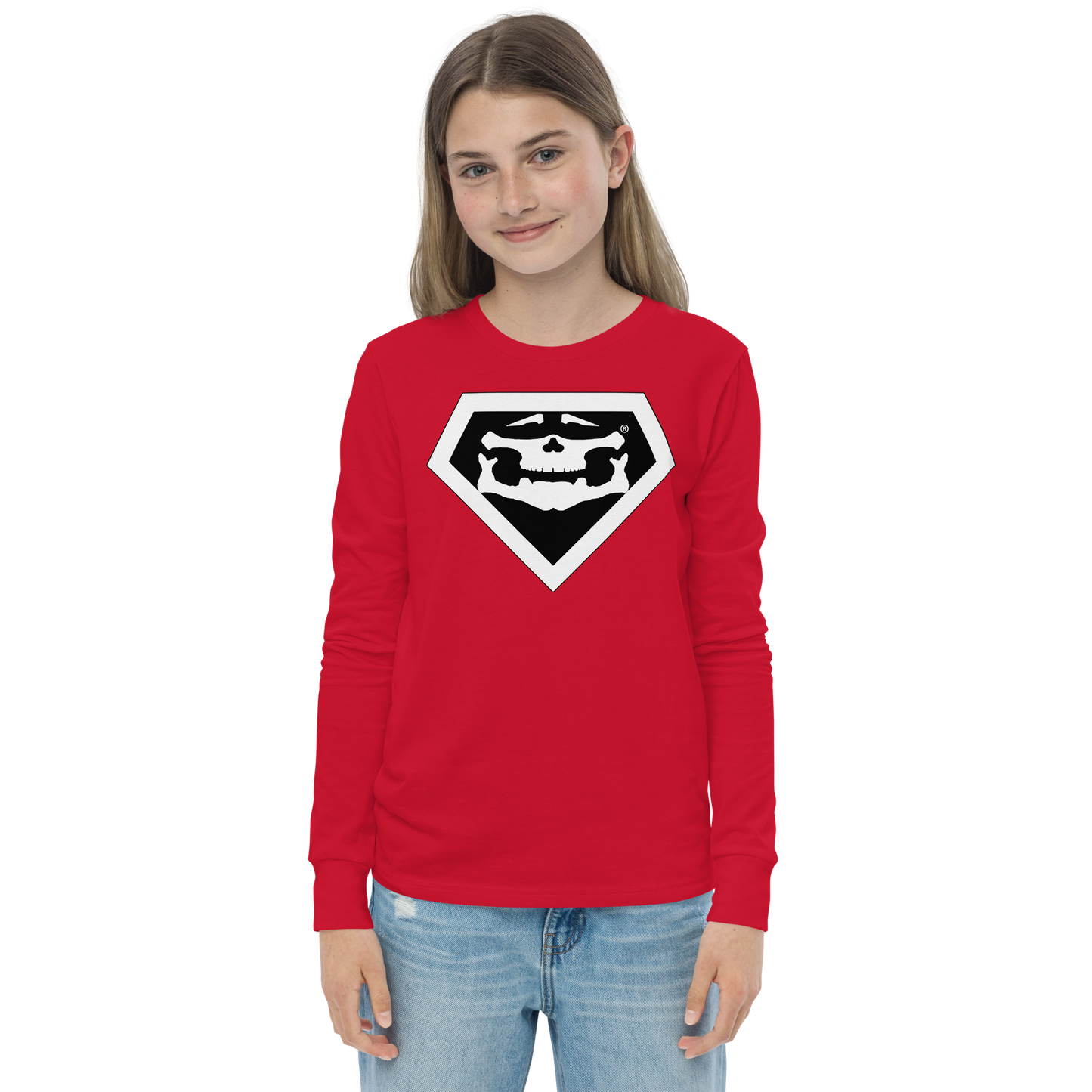 BBBAPB SUPERHERO- WHITE- Youth long sleeve tee