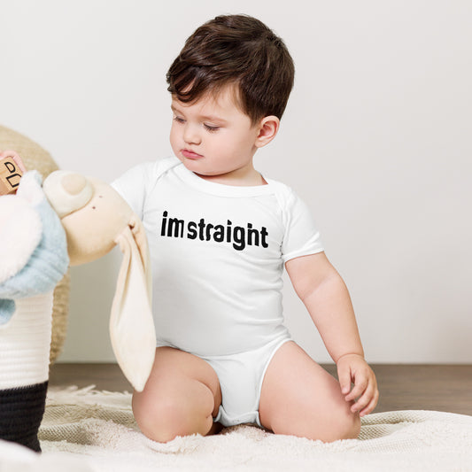 IM STRAIGHT- BLACK- Baby short sleeve one piece