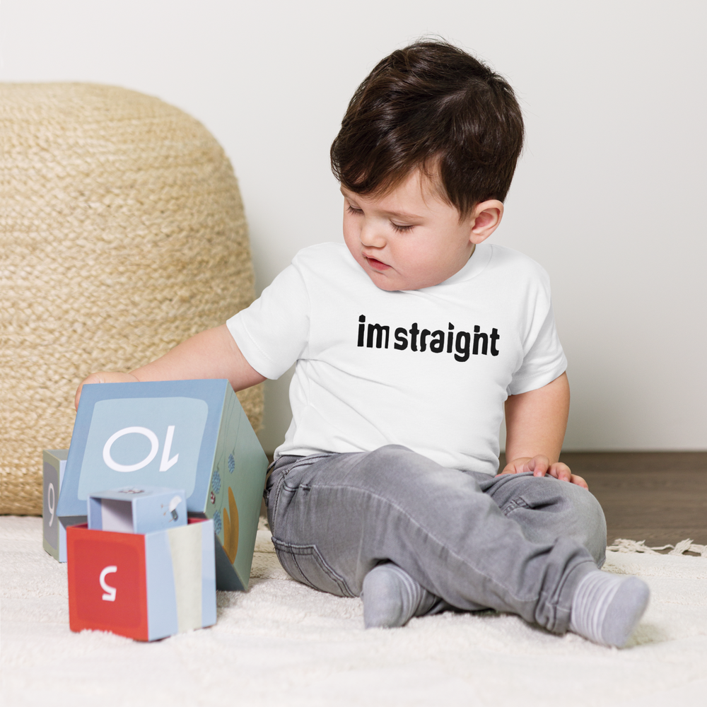 Baby Jersey T-Shirt, Black — 'I'm Straight' Political Statement Tee