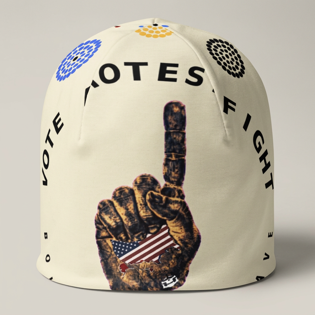America First Off-White Beanie — product-only mockup