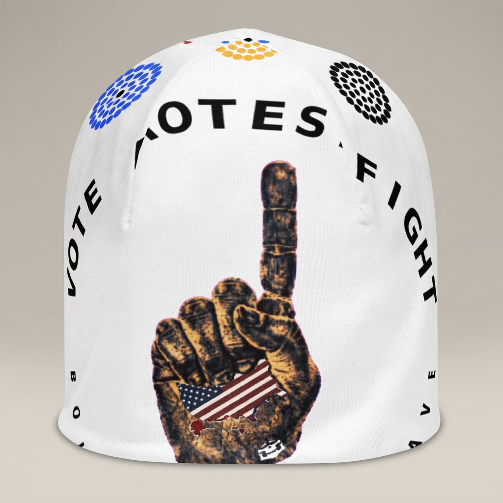 America First White Beanie — product-only mockup