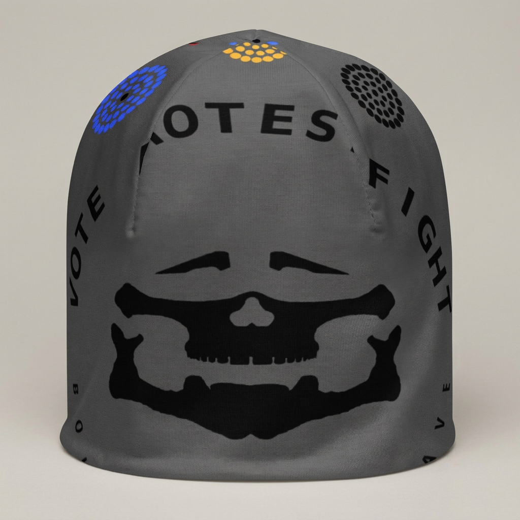 Black Face Logo Grey Beanie — product-only mockup