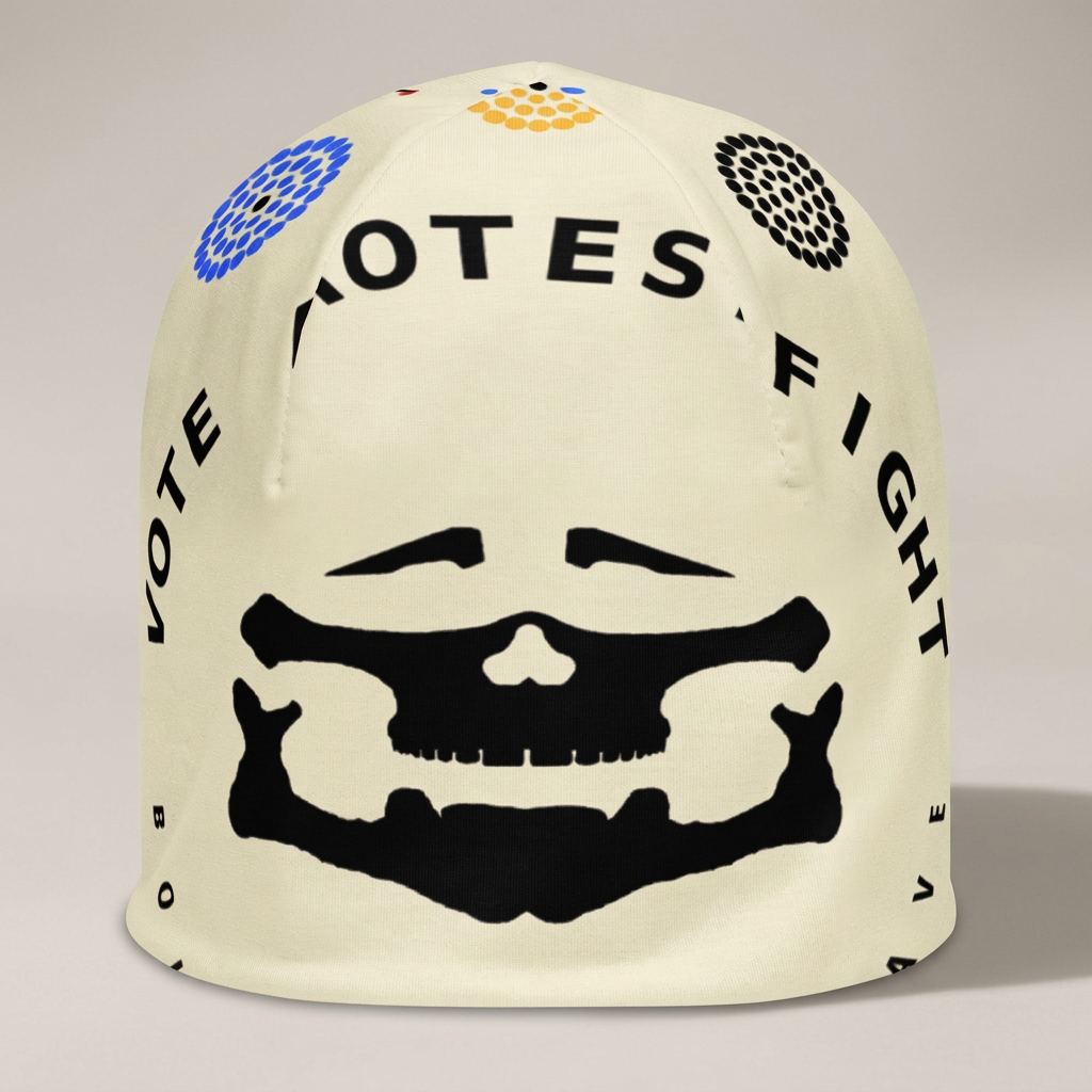 Black Face Logo Off-White Beanie — product-only mockup