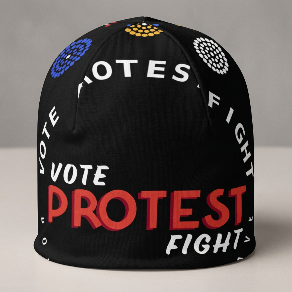 Vote Protest Fight Black Beanie — product-only mockup