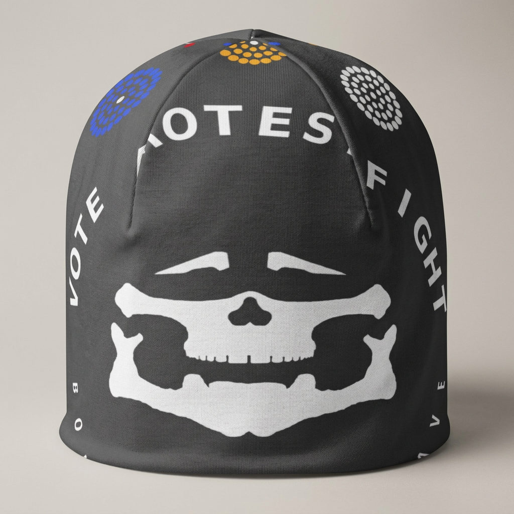 White Face Logo Grey Beanie — product-only mockup
