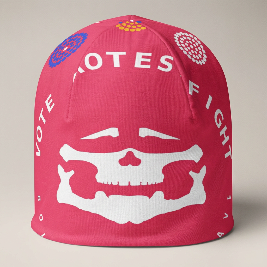 White Face Logo Pink Beanie — product-only mockup