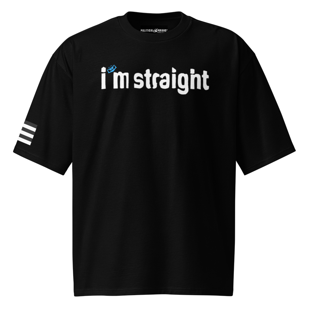 Oversized Heavyweight T-Shirt, White — 'I'm Straight' Political Statement Tee
