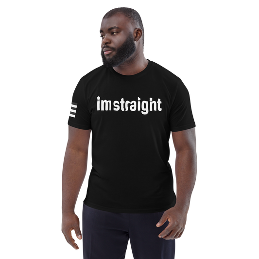 IM STRAIGHT- WHITE- POLITICAL BRAND- Unisex organic cotton t-shirt