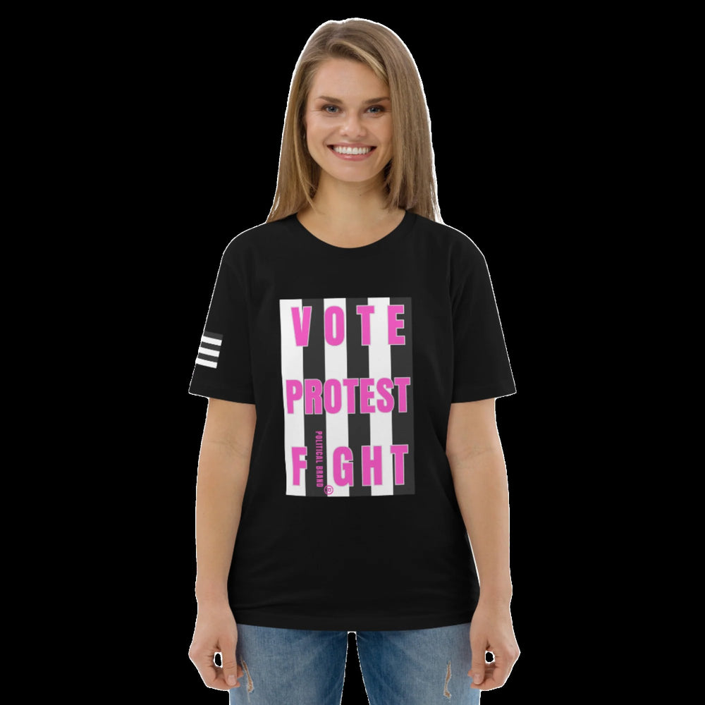 Vote Protest Fight T-Shirt, Pink — Political Statement Organic Cotton Unisex Tee