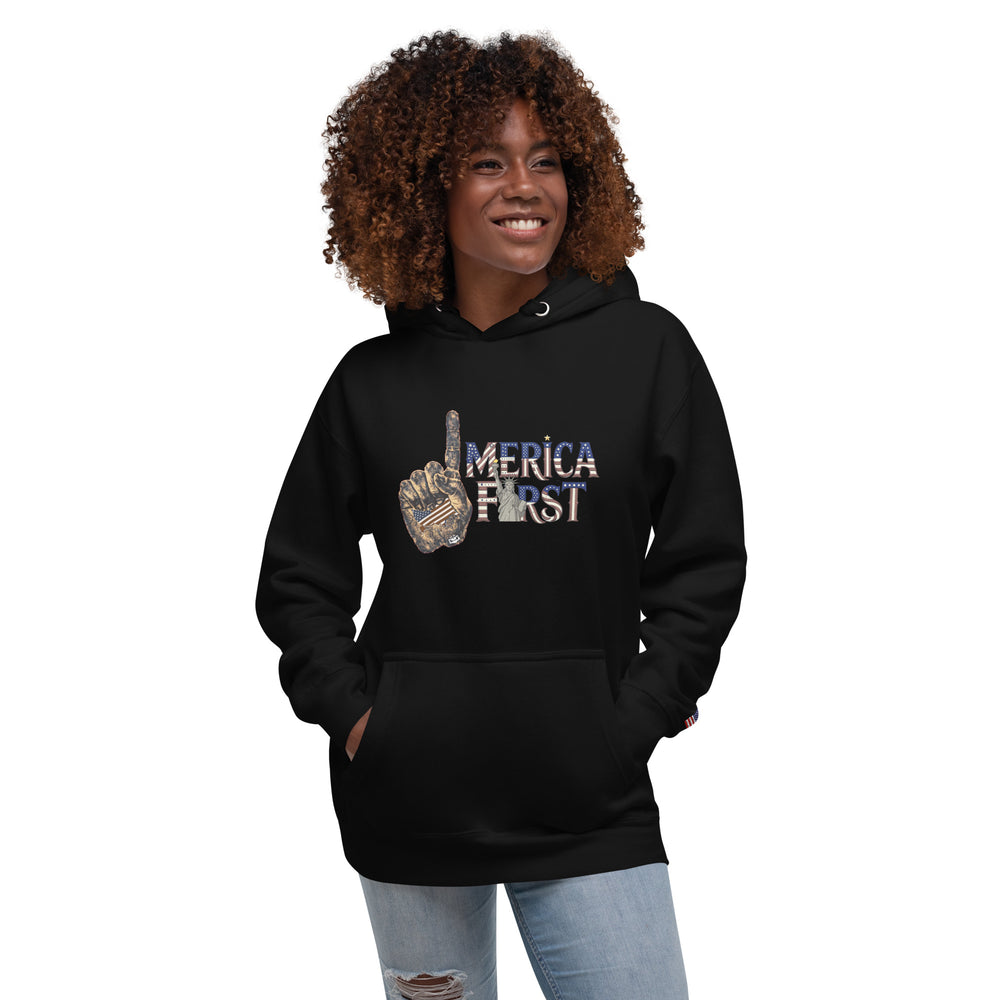 America First-American Flag-Political Brand-Unisex Hoodie