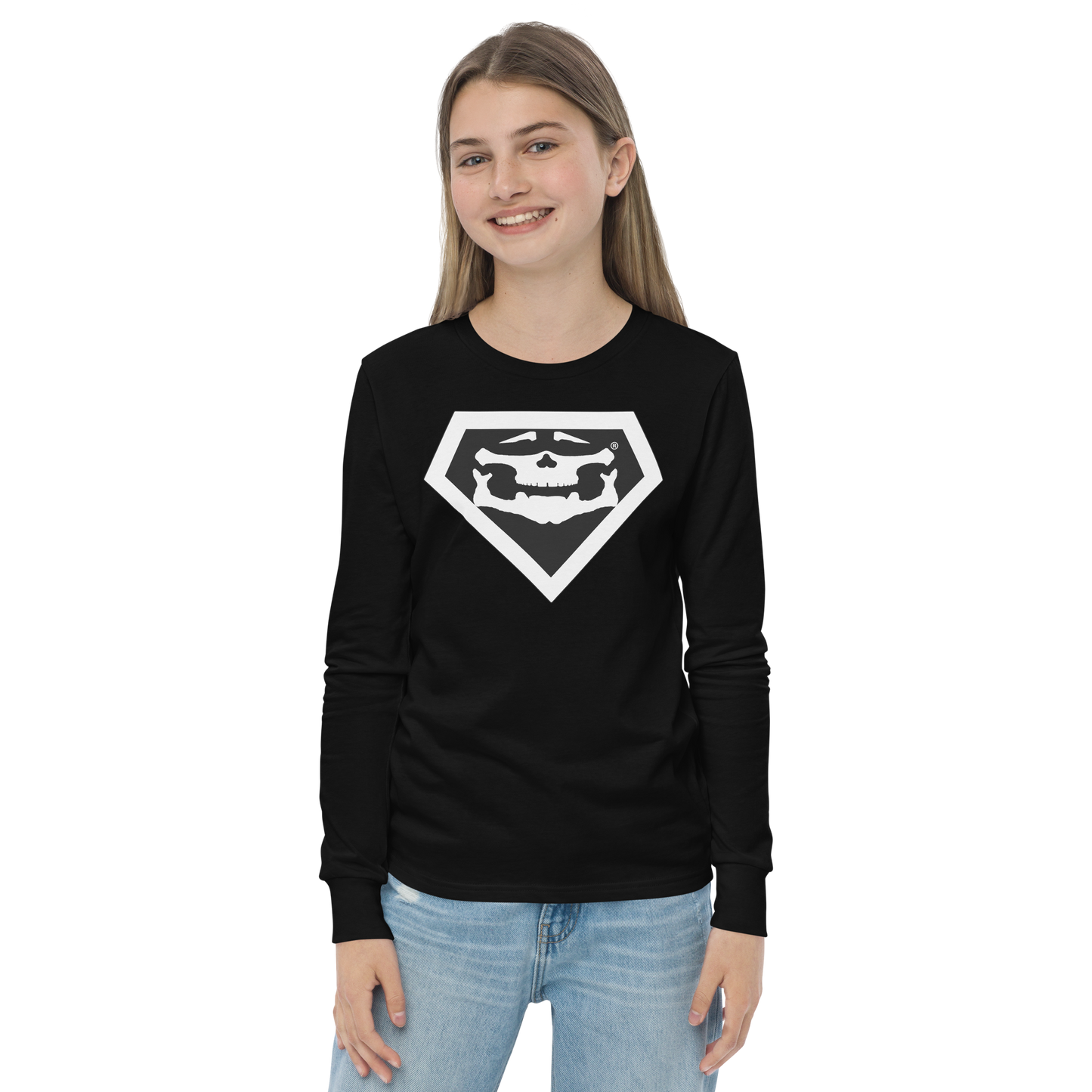 BBBAPB SUPERHERO- WHITE- Youth long sleeve tee