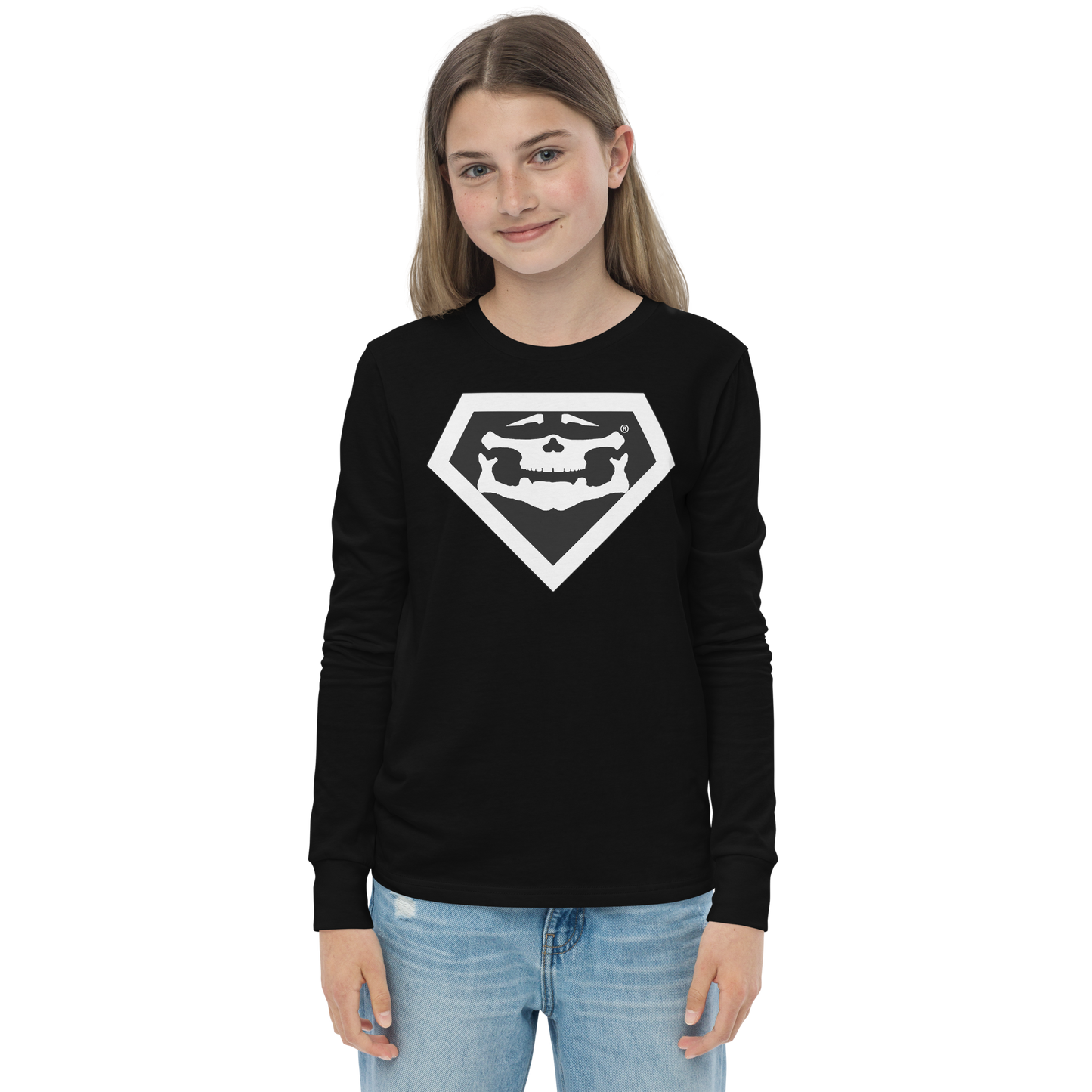 BBBAPB SUPERHERO- WHITE- Youth long sleeve tee