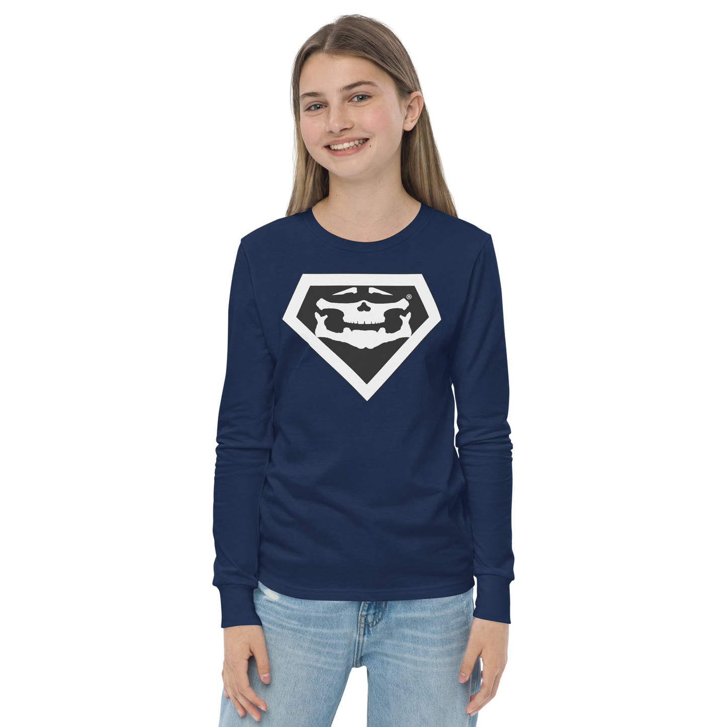 BBBAPB SUPERHERO- WHITE- Youth long sleeve tee