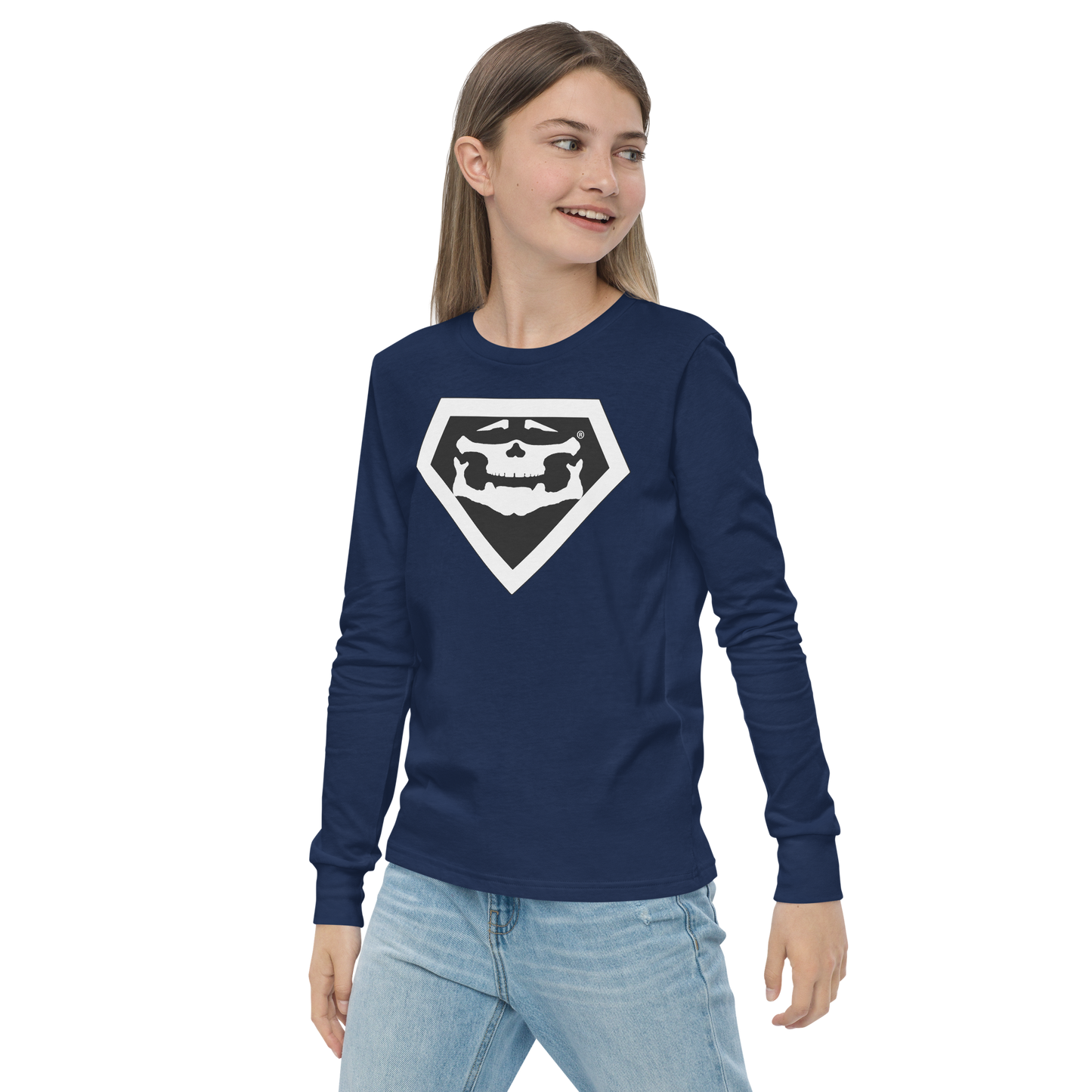 BBBAPB SUPERHERO- WHITE- Youth long sleeve tee