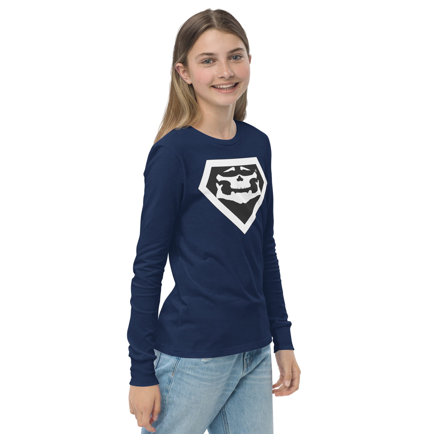 BBBAPB SUPERHERO- WHITE- Youth long sleeve tee