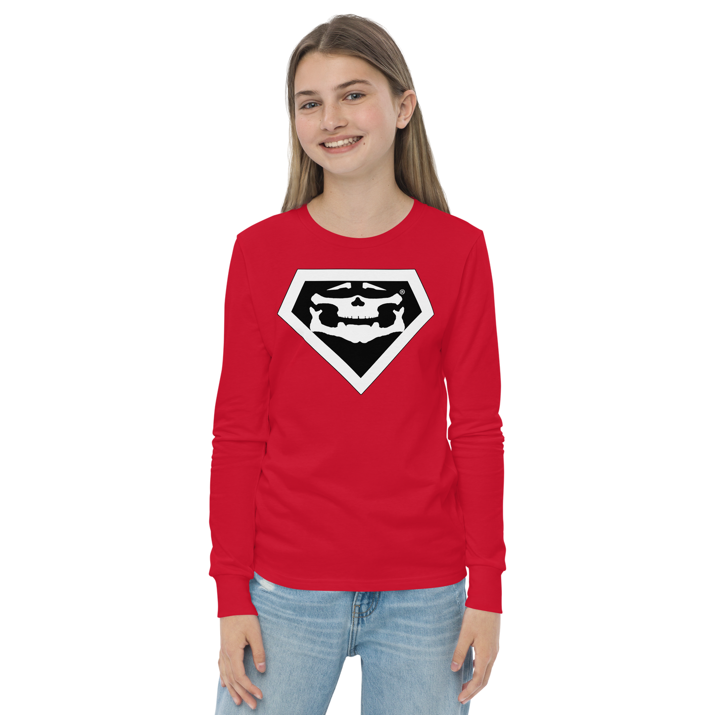 BBBAPB SUPERHERO- WHITE- Youth long sleeve tee
