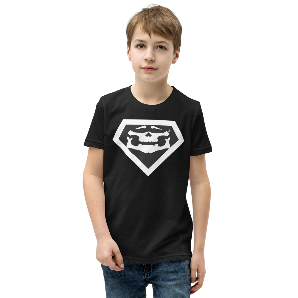 Youth Superhero T-Shirt, White — Bold Brazen Brave Political Statement Tee